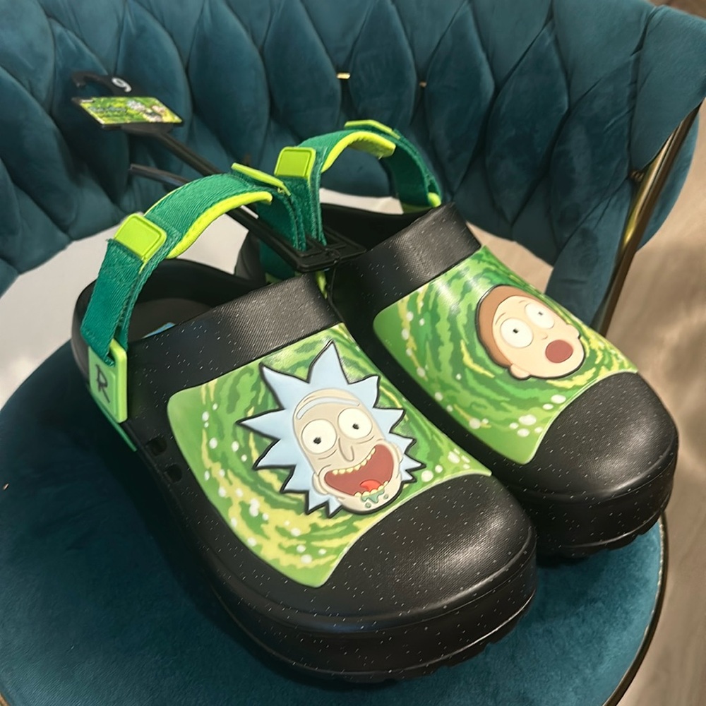 Rick and Morty Crocs with Strap - Size 9